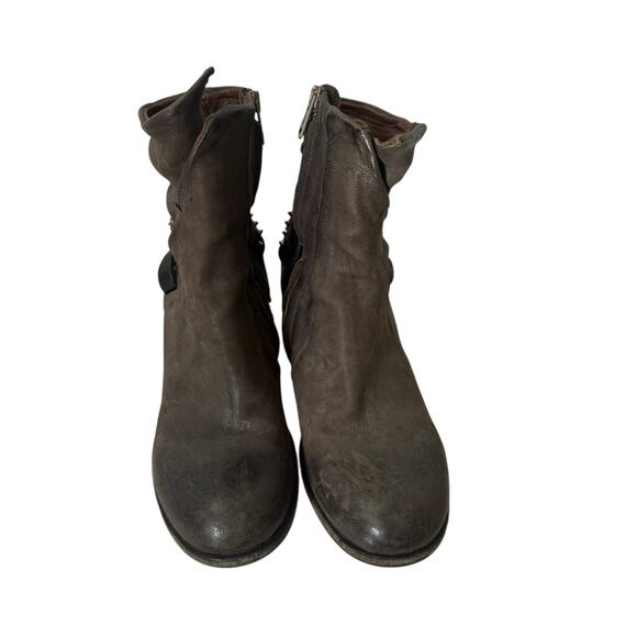 Gray A.S.98 Gray Distressed Heeled Ankle Boots 39 US 8,5 - Picture 4 of 9